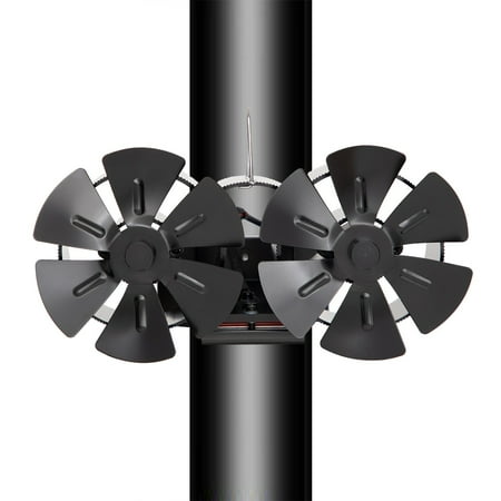 

Fireplace Fan Double Head 12 Blade Furnace Fan Wall Mounted Unpowered
