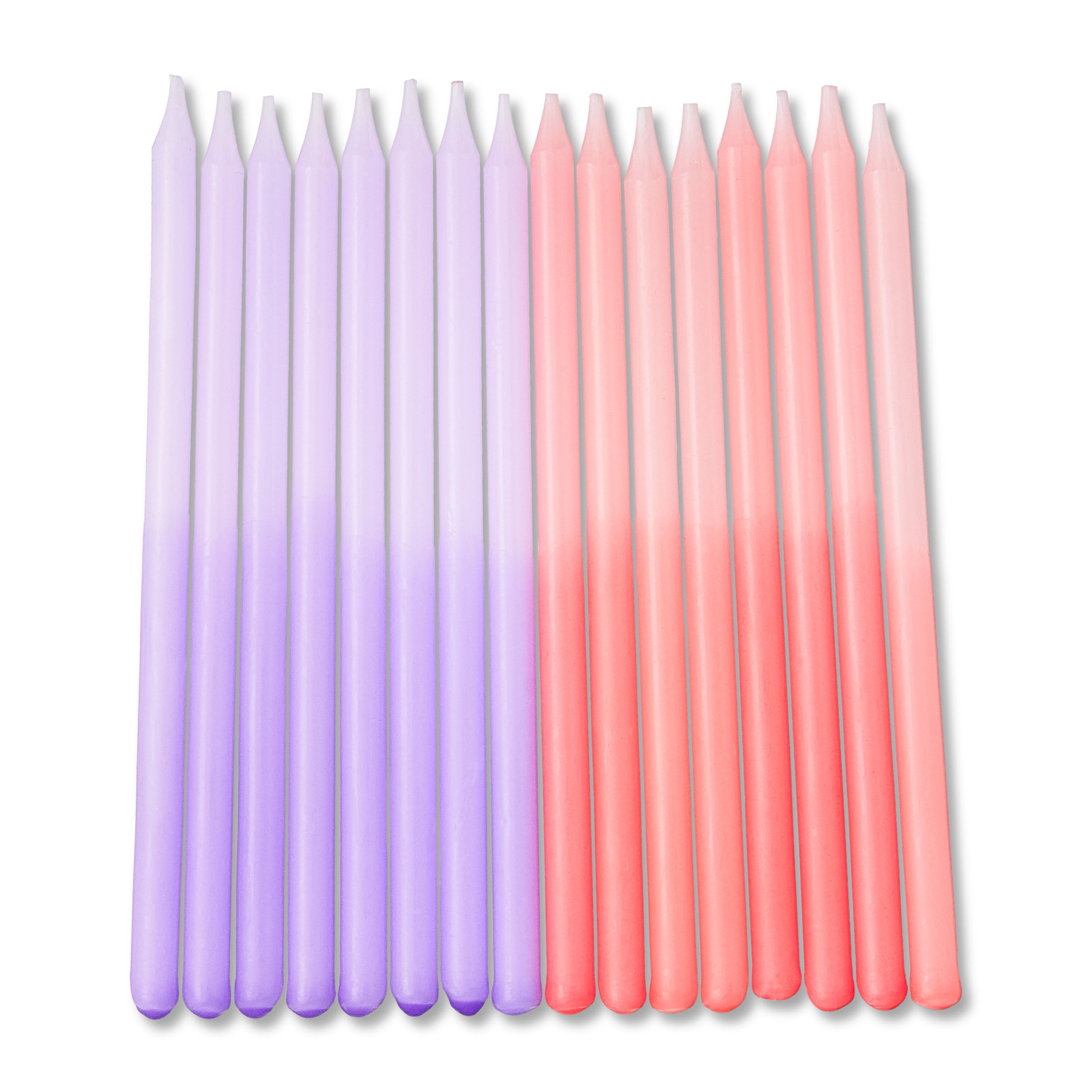 (3 pack) Great Value Tall Ombre Pink and Purple Birthday Candles, 16 Count
