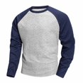 thumbnail image 5 of qafoshin Men Raglan Long Sleeve Pullover Tops, Fashion Textured Knit Crew Neck Shirts, Winter Casual Color Block Sweatshirts, 5 of 7
