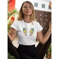 thumbnail image 2 of Flower Embroidery Hand Drawn T-Shirt Women -Image by Shutterstock, Female Small, 2 of 4