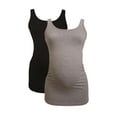 thumbnail image 2 of LVMA1000 - 2 Pack- 100% premium Cotton - Women Maternity Tank Top 2 piece Set, 2 of 11