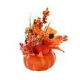 thumbnail image 3 of Calabaza artificial con flores, arreglo floral de calabaza de otoño para centro de mesa, decoración de Acción de Gracias para repisa de chimenea , Estilo B, 3 of 8