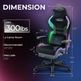thumbnail image 2 of Dowinx Gaming Chair with RGB LED Lights, Ergonomic Game Chair with Footrest Massage Lumbar Support, Computer Gamer Chair for Adults Teens, Black Green, 2 of 7