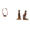 thumbnail image 1 of Elegante juego de estante metálico y sujetalibros con estatua de gato egipcio para una decoración con estilo en el hogar, el bar y la oficina, con un, 1 of 8