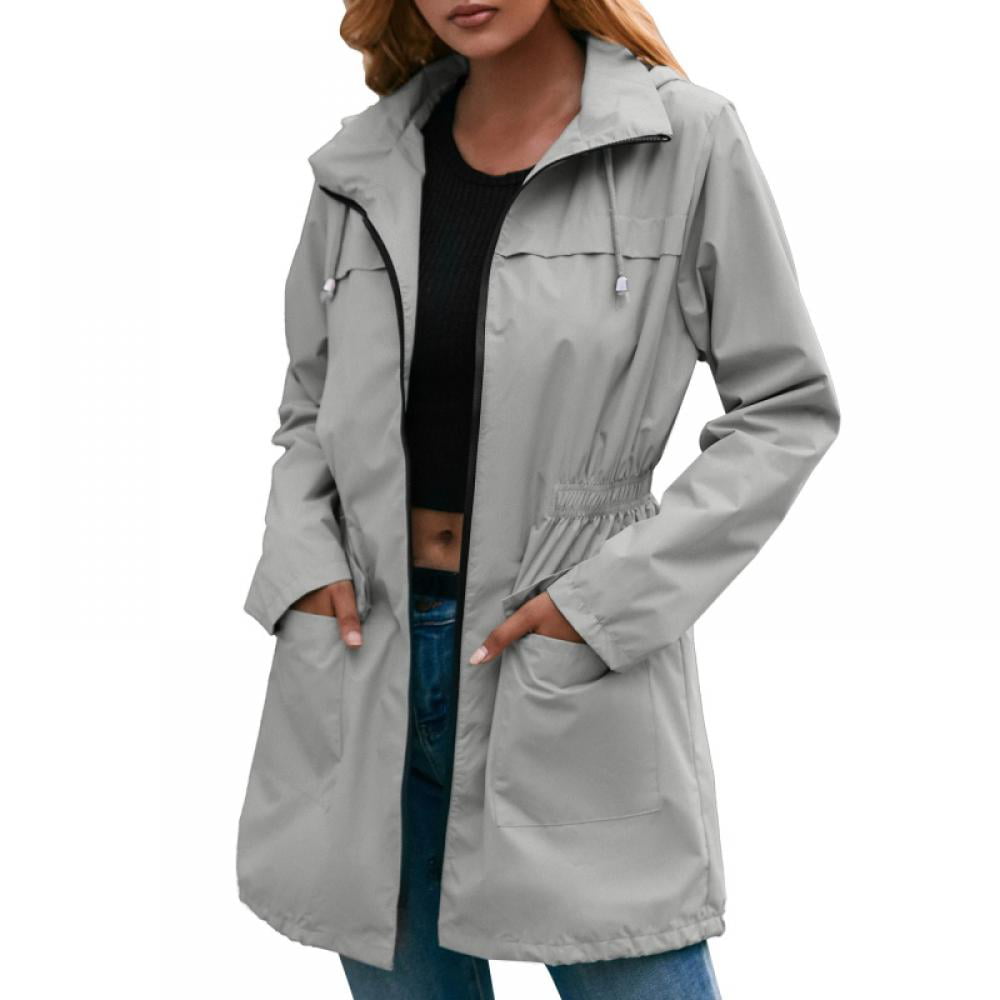 Doreyi Rain Coats Women Waterproof Lightweight rain Jacket with Hood Lined Travel Raincoat