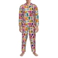 thumbnail image 3 of Honeii Cute Doodles Pattern Mens Pajamas Set,2pcs Men's Lounge Long Sleeve Sleep Shirt and Pajama Bottoms Sleepwear Set,Mens Pjs Sets-Small, 3 of 7