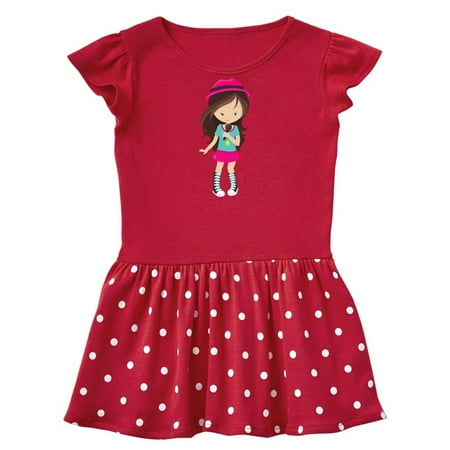 

Inktastic Rock Girl Brown Hair Band Singer Microphone Gift Toddler Girl Dress