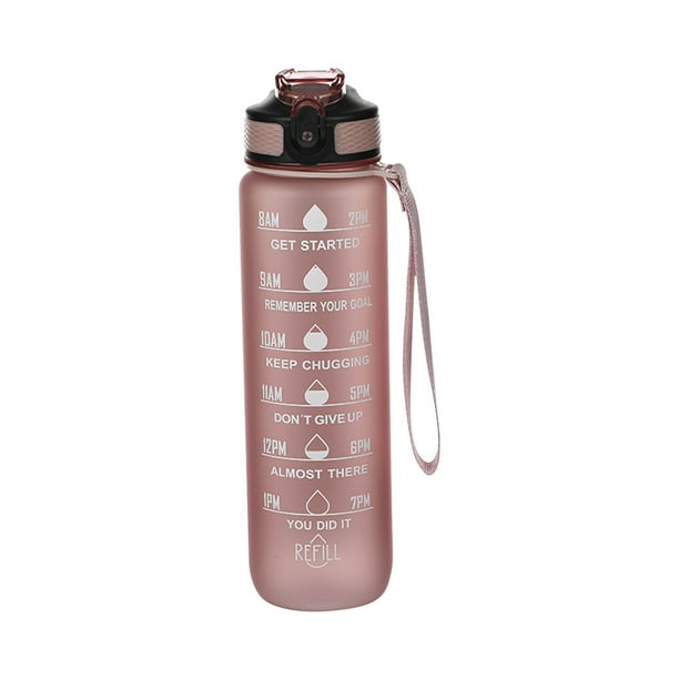Botella de agua motivacional de 940 ml con marcador de tiempo y citas inspiradoras | Tapa abatible hermética | Boca ancha para hielo y fruta | Plástico Tritan sin BPA para gimnasio, escuela y