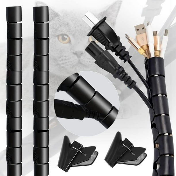 Paquete de 5 Fundas para Cables Cubierta de Cable en Espiral de 2M Funda en Espiral Flexible Universal Funda para Cable Eléctrico Sistema de Gestión de Cables con Clip Guía para Cables de TV/PC/USB/Audio/Video - ∅ 16mm Sailing Electrónica