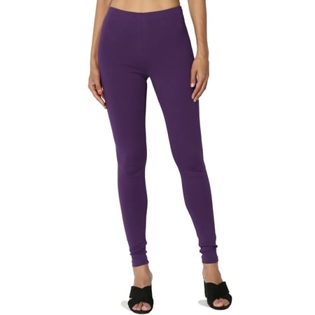 - TheMogan Women's S~3X Cotton Jersey High Waist Long Full Length Ankle Leggings
