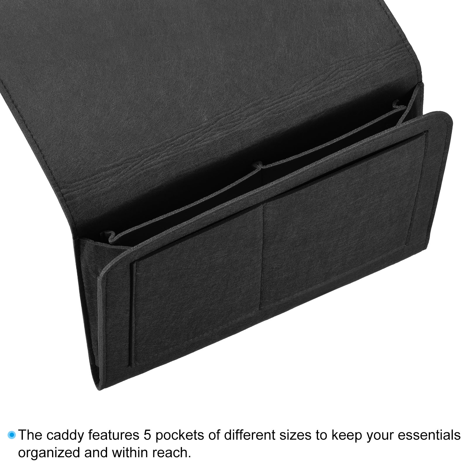 Unique Bargains Felt Bedside Organizer Hanging Caddy Black 12.60" x 8.66" x 3.94"