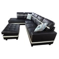thumbnail image 3 of AYCP Furniture Sectional Sofa Set with Storage Ottoman, Left Hand Facing Chaise, Black Faux Leather, 3 of 5