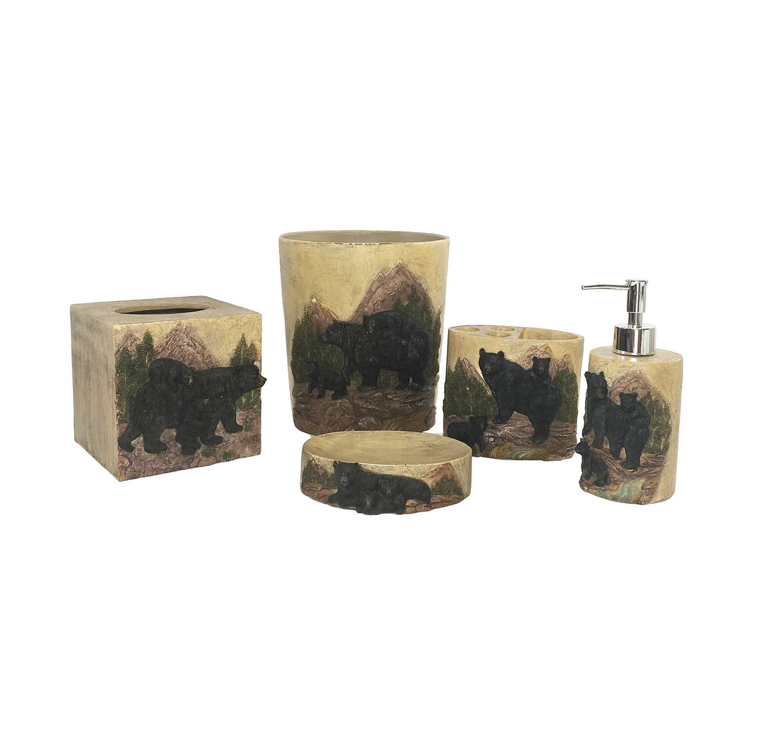 Mountain Bear Bathroom Accessory Set
