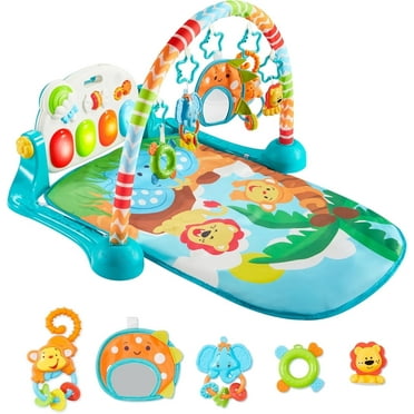 Joyfy Baby Play Mat for Infant with Music and Mirror, Adorable Animal-Themed Play Gym with Piano Panel, Gifts for Newborn Baby 0-3 6 9 12 Months