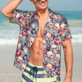 thumbnail image 7 of Pofeuu music Skull record Retro Print Hawaiian Shirt for Men Sleeves Casual Button Down Summer Beach Dress Shirts T-Shirts,XX-Large, 7 of 7