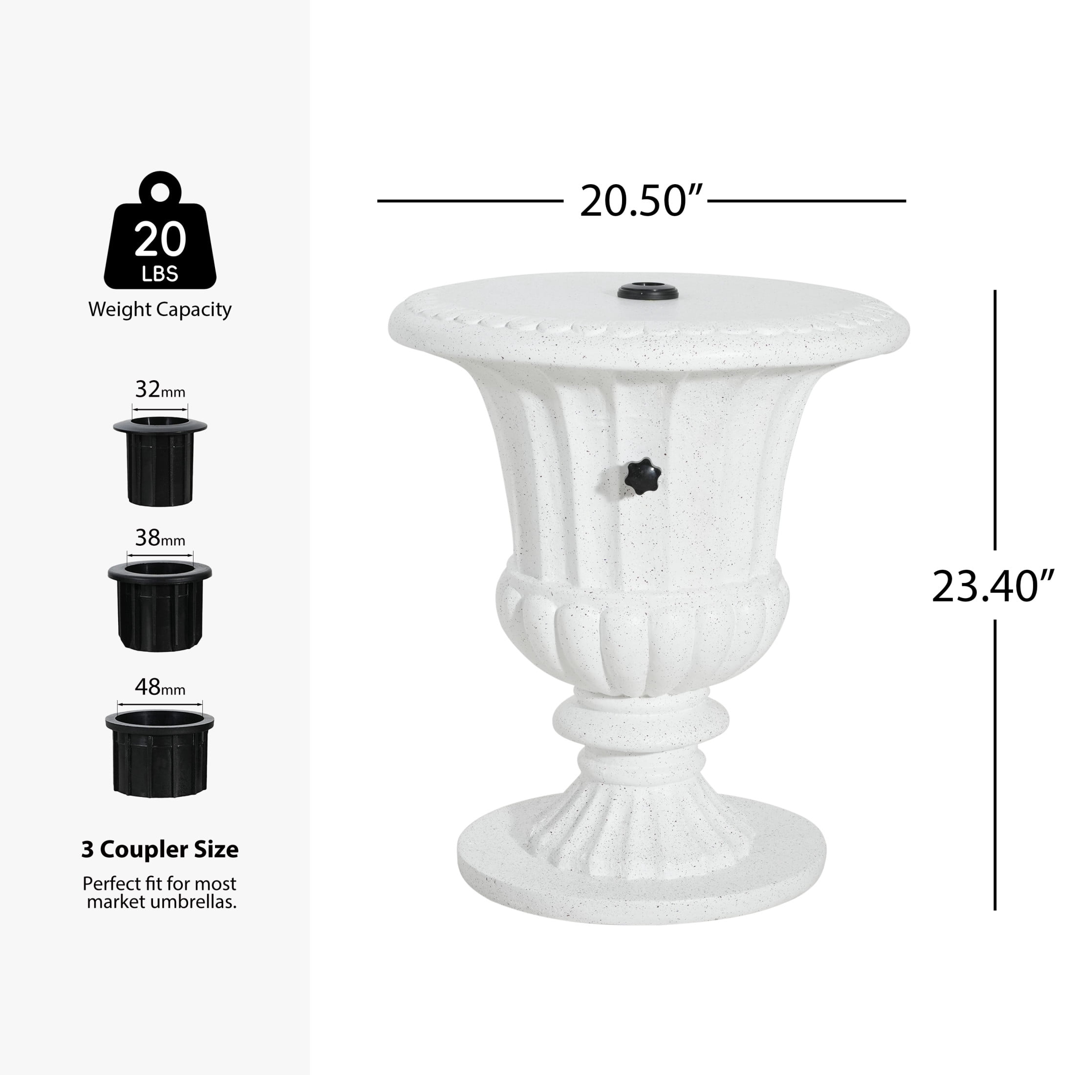 Christopher Knight Home MGO Outdoor Umbrella Base, Sand-Filled, Patio Side Table with White Marble Finish