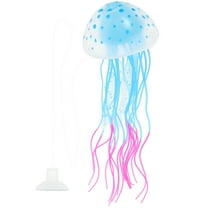 MLINS Glowing Jellyfish Decor for Aquarium Silicone Blue Lifelike Decoration 4.5 Inches