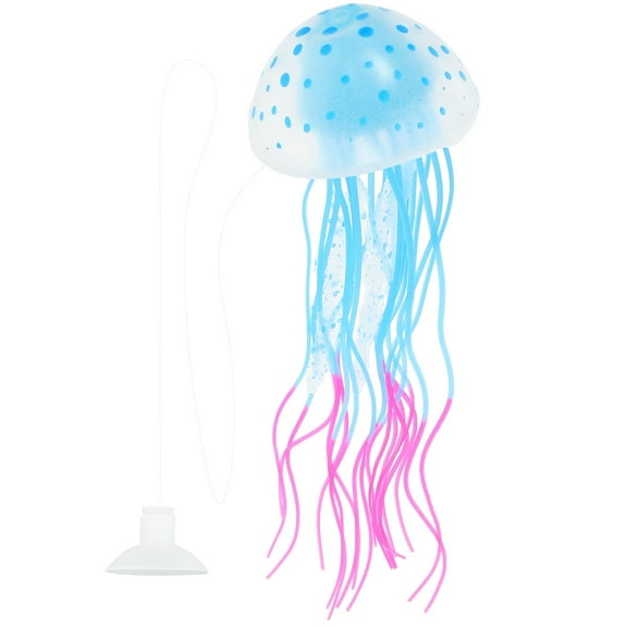 MLINS Glowing Jellyfish Decor for Aquarium Silicone Blue Lifelike Decoration 4.5 Inches