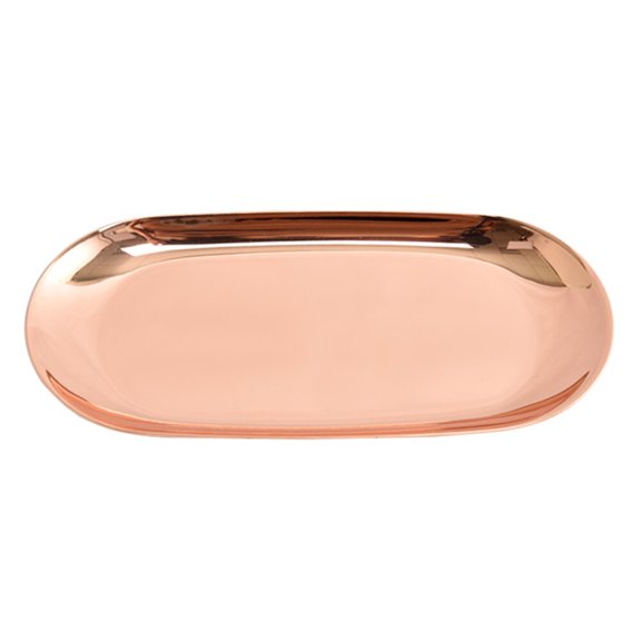 Yongwei Tray Nordic Style Oval Jewelry Storage Serving Tray Platter Stainless Steel Snack Tray Metal Storage Gold Decoration Home Organizer(Large,Rose Gold)