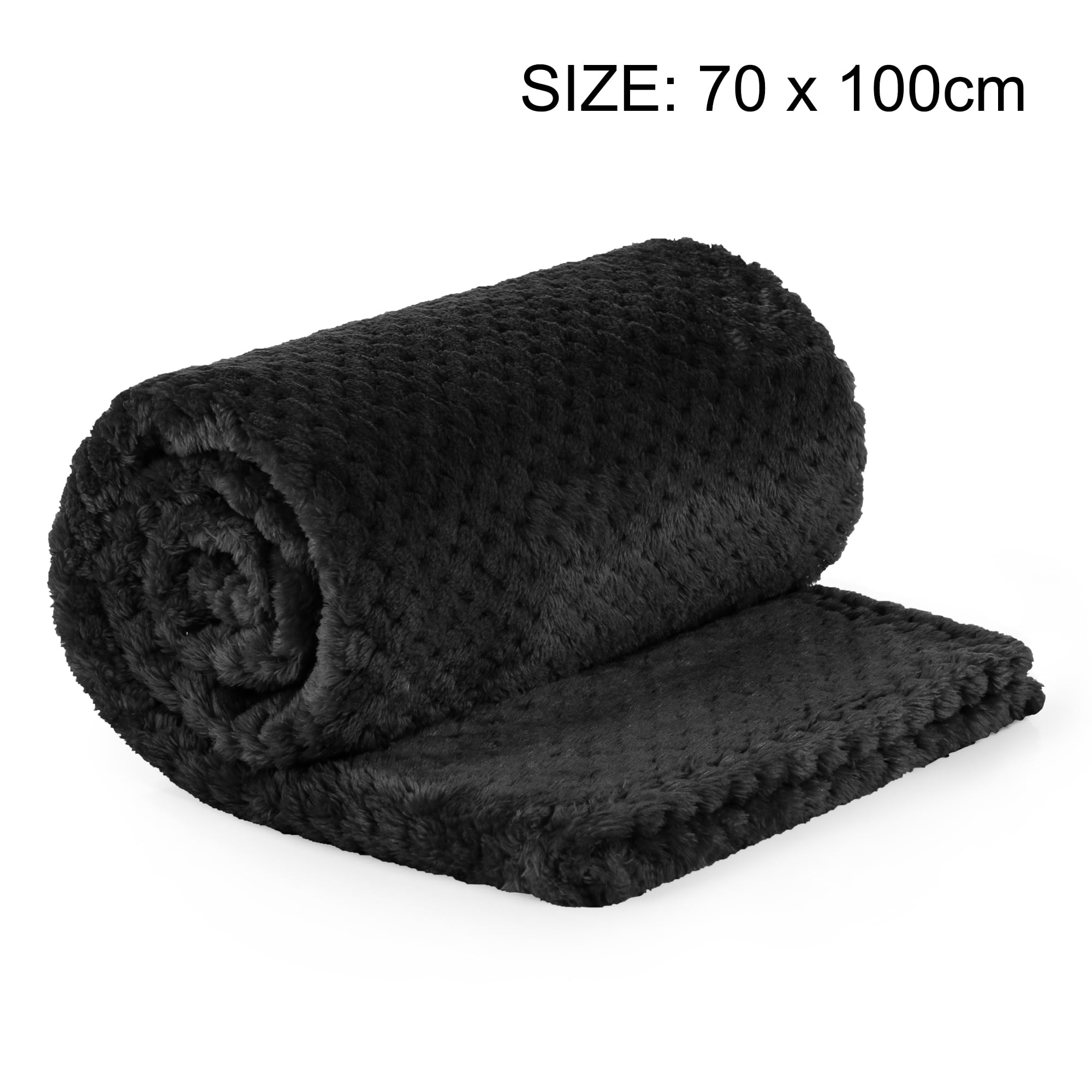 Unique Bargains Soft Flannel Fleece Velvet Blanket Black 30" x 40"