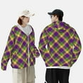 thumbnail image 6 of Daiia Mardi Gras Plaid UPF 50+ Sun Protection Hoodie Jacket Lightweight Long Sleeve Sun Shirt for Women Men with Pocket Hiking Outdoor-3X-Large, 6 of 9