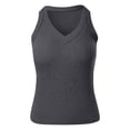 thumbnail image 5 of YMNXA Women's Tank Top Sleeveless V Neck Ribbed Crop Solid Color High Stretch Slim Fit Vest For Club Streetwear,Gy2,L, 5 of 5