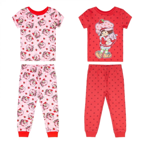 Strawberry Shortcake Girl's 4-Piece Pajama Set-2T