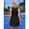 thumbnail image 2 of ATTRACO Robe de Tennis pour Femmes, Robe Polo Côtelée de Golf à Demi-Glissière, Robe d'Entraînement Plissée avec Short et Soutien-Gorge Intégrés, 2 of 8