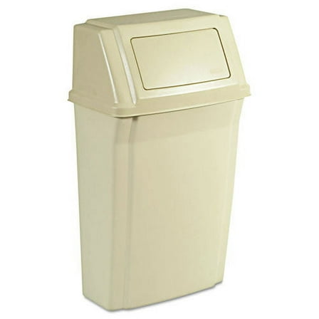Rubbermaid Slim Jim Wall-Mounted Container Rectangular Plastic 15 gal Beige