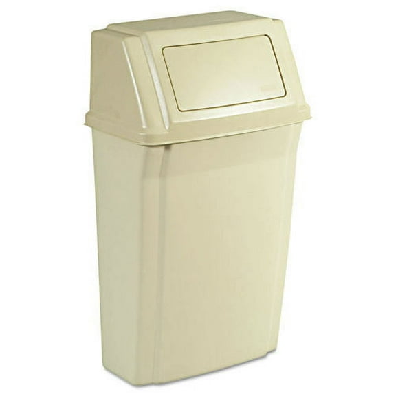 Rubbermaid Slim Jim Wall-Mounted Container Rectangular Plastic 15 gal Beige