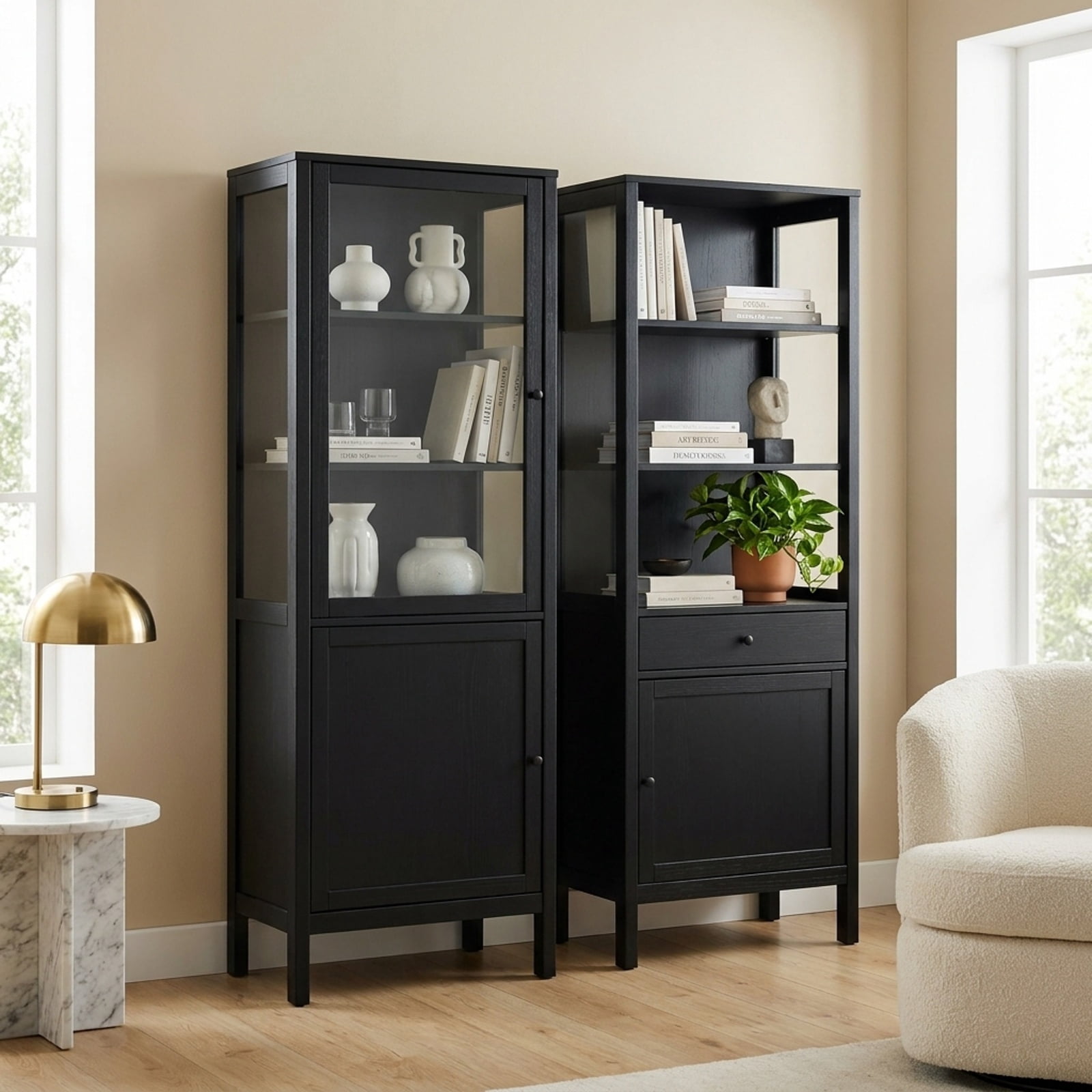 Vebreda Freestanding Bathroom Storage Cabinet, Tall Floor Storage Cabinet with 2 Doors and 1 Drawer for Bathroom, Fit Anywhere You Need