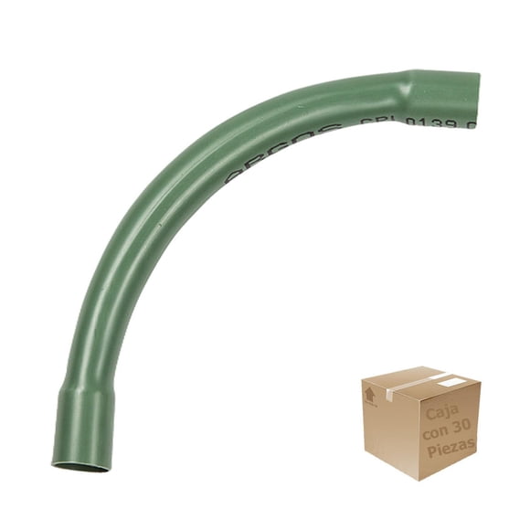 30Pz Codo 1 Pulg Conduit Verde Eléctrico Pvc Ligero C/ Cople verde 1 pulgada