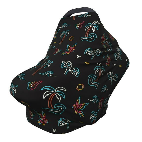 Fotbe Hawaiian Style Pattern Car Seat Covers for Babies, Nursing Breastfeeding Cover Infant Carseat Canopy, Soft Stretchy Carrier Cover