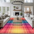 thumbnail image 3 of 5'x8' Area Rugs, Colorful Plaid Indoor Outdoor Area Rug for Living Room Bedroom, Modern Chic Rainbow Gradient Striped Washable Bathroom Rugs Kitchen Floor Carpet Mats Home Decor Aesthetic, 3 of 8
