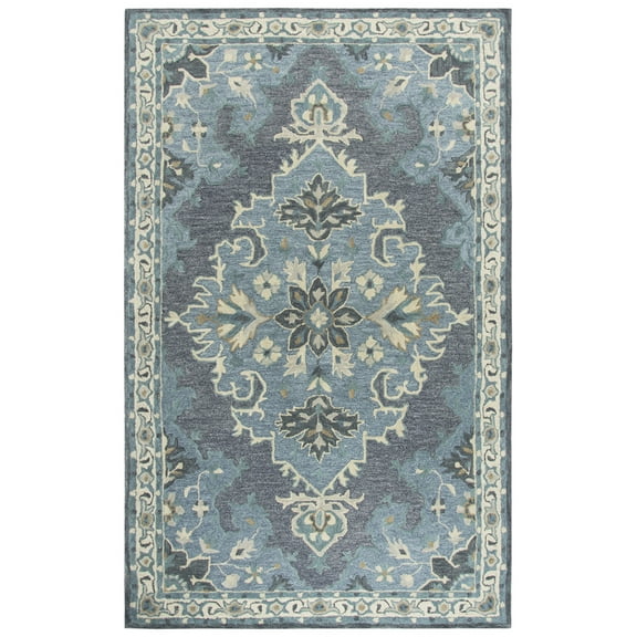 Rizzy Rugs Resonant Area Rug RS932A Dark Gray Bulbs Bordered 5' x 8' Rectangle
