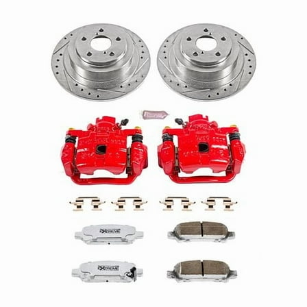 PowerStop Rear Z26 Street Warrior Brake Pad and Rotor Kit with Red Powder Coated Calipers Fits: SUBARU Select Models KC3124-26
