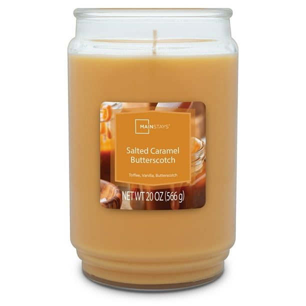 MAINSTAYS SALTED CARAMEL BUTTERSCOTCH SINGLE WICK CANDLE, 20 OZ