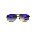 thumbnail image 2 of Xloop Mens Oval Metal Rim Pilots Officer Warp Sunglasses Gunmetal Blue, 2 of 4