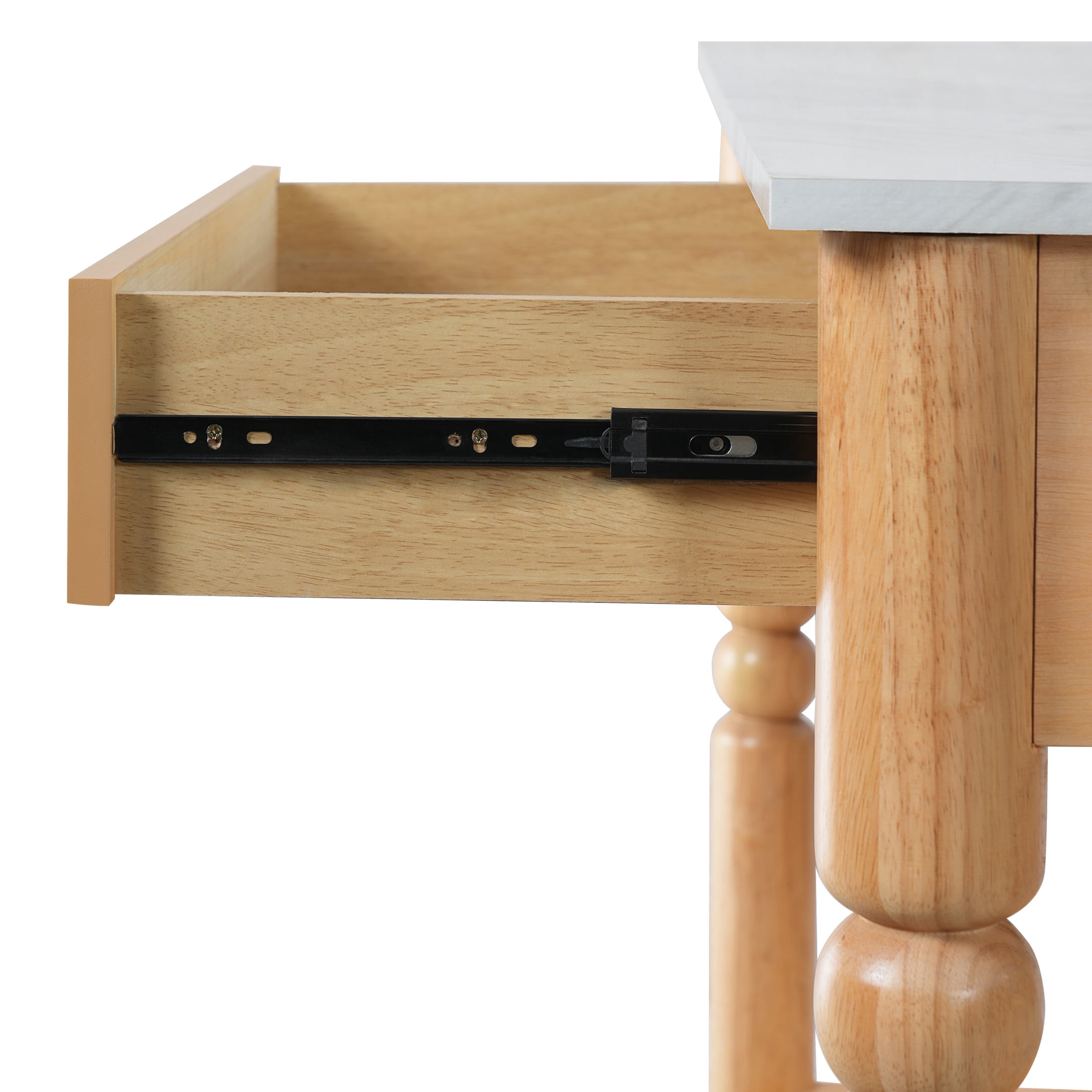 Christopher Knight Home 56.5" Farmhouse Kitchen Island with 4 Drawers, Marble-Look Top, Natural Wood