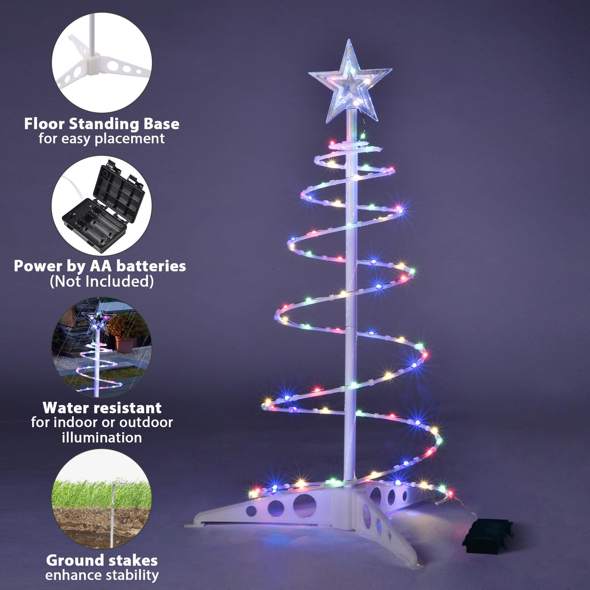 Spiral Christmas Tree Light, 182 LEDs Battery Powered Indoor Outdoor