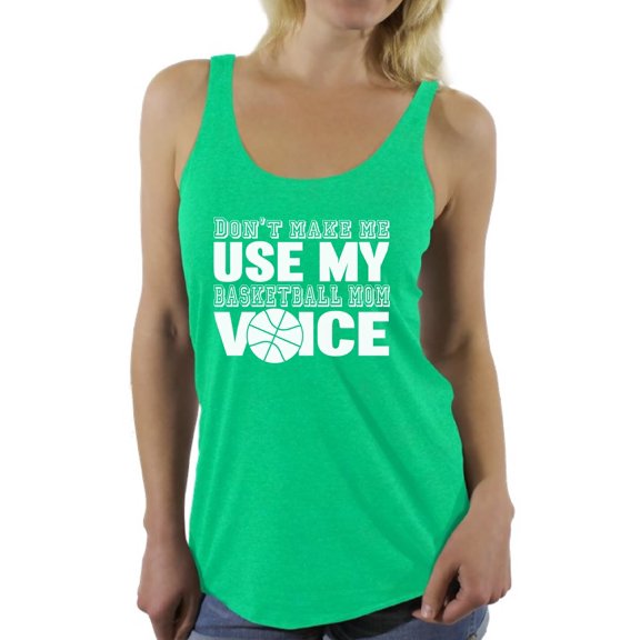 Awkward Styles Women's Don't Make Me Use My Basketball Mom Voice Graphic Racerback Tank Tops White Sport Moms