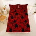 thumbnail image 5 of Erosebridal Cartoon Loves Pattern Full Size Sheets,Red Black Heart Print Bed Sheets For Men Women 4-Piece, 5 of 6