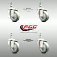 thumbnail image 2 of 3.5 Inch 316SS Gray Polyurethane Wheel Swivel 3/8 Inch Threaded Stem Caster Set, 2 of 2
