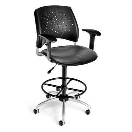 Ofm Stars Vinyl OFM Stars Series Model 326-V-AA3DK Anti-Microbial/Anti-Bacterial Vinyl Swivel Task Chair with Arms and Drafting Kit, Charcoal ()