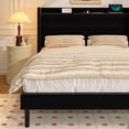 thumbnail image 2 of Frostbloom Queen Bed Frame with USB & Type-C Charging Station and Velvet Wingback Headboard, Black, 2 of 10
