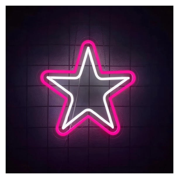 Letrero De Neón Pentagrama Con Luz, Estrella Occidental, Alimentación USB, Ideal Para Sala De Juegos, Bar, Fiestas O Tienda De Dulces. 32x32cm