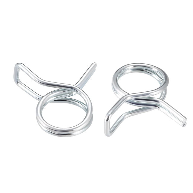 Unique Bargains Double Wire Motorcycle ATV 9mm Fuel Line Hose Tube Spring Clips Clamp Zinc Plated 20Pcs