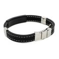 thumbnail image 3 of Cross Bracelets for Men, Stainless Steel Religious Bracelet with Silicone and Leather Men Boy's Cool Stainless Steel Buckle Rubber Band Cuff Wristband Bangle Bracelet for Couples, 3 of 6