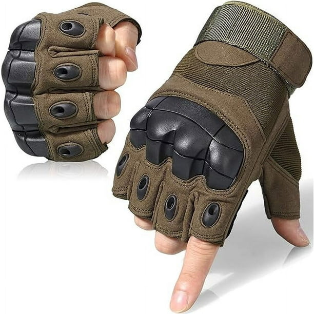 Guantes tácticos sin dedos para moto, motocicleta, ciclismo, escalada, senderismo, caza, guantes protectores de nudillos, transpirables, ligeros, militares al aire libre para tiro, caza, mot