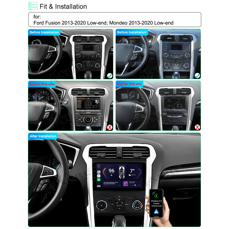 OiLiehu 4G+128G Android Autoradio per Ford Fusion Mondeo 2013-2019 Carplay Android Auto Autoradio con Schermo 9 con Bluetooth FM RDS GPS WiFi SWC EQ Telecamera Posteriore